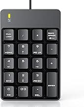 Wired Number Pad, USB Numeric Keypad 19 Key Number Keypad Keyboard for Laptop PC Computer Notebook, Big Print Letters - Black