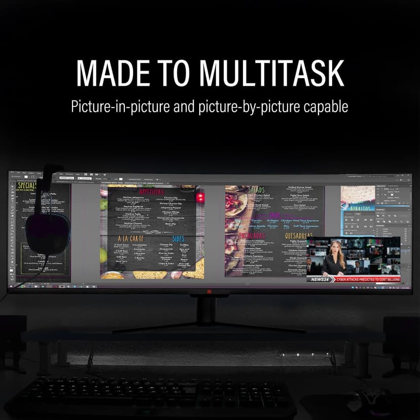Deco Gear 49" Curved Ultrawide Gaming Monitor | 32:9 | 3840x1080 | 144Hz | 3000:1 | E-LED | 2 HDMI | 2 Display Port