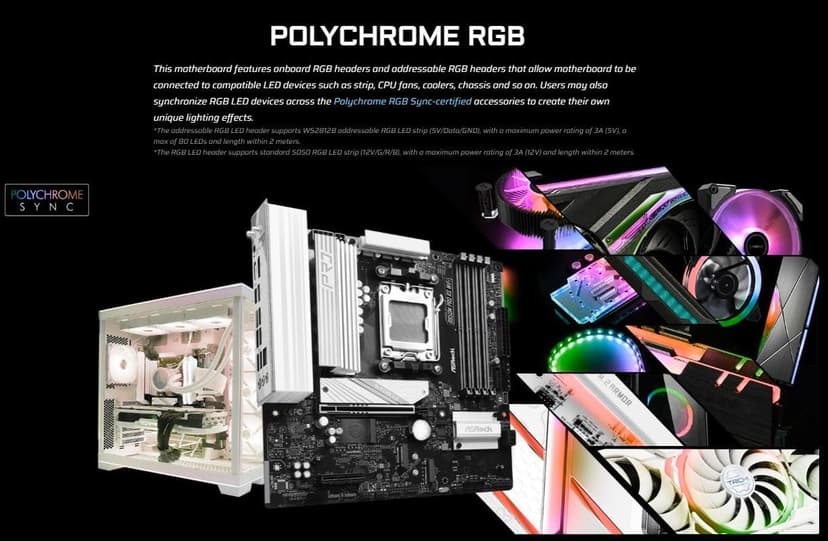 ASRock AMD B850M Pro RS WiFi 6E Socket AM5 Ryzen 9000, 8000 and 7000 Series DDR5 B850 up to 8000+ (OC) MHz 256GB Micro ATX Motherboard M.2 SATA3 6.0 Gb/s PCIe 5.0 Realtek 2.5G LAN BIOS Flashback
