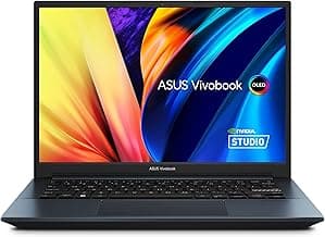 ASUS VivoBook Pro 14 OLED Laptop, 14” 2.8K OLED Display, AMD Ryzen 7 6800H Mobile CPU, NVIDIA® GeForce® RTX™ 3050 GPU,16GB RAM, 1TB SSD, Windows 11 Home, Quiet Blue, M6400RC-EB74