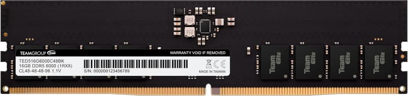 TEAMGROUP Elite DDR5 16GB 6000Mhz PC5-48000 CL48 Non-ECC Unbuffered UDIMM 288 Pin PC Computer Desktop Memory Module Ram Supports Intel & AMD TED516G6000C4801