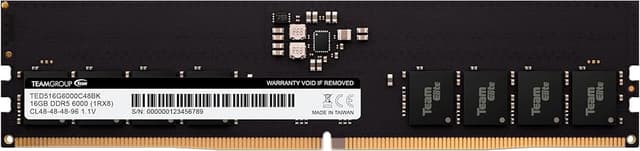 TEAMGROUP Elite DDR5 16GB 6000Mhz PC5-48000 CL48 Non-ECC Unbuffered UDIMM 288 Pin PC Computer Desktop Memory Module Ram Supports Intel & AMD TED516G6000C4801
