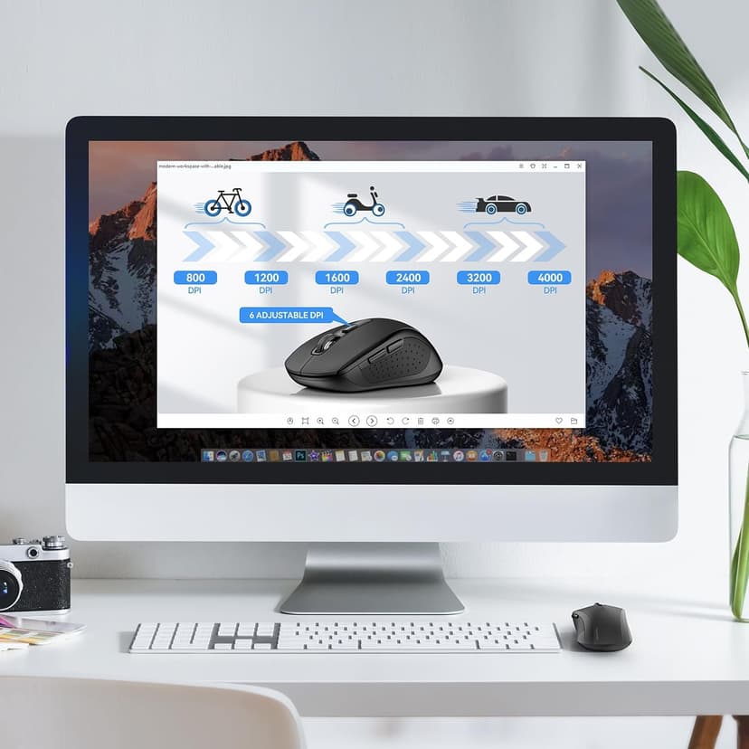 TECKNET Bluetooth Mouse, 4000DPI Wireless Mouse for Laptop 2-in-1(BT 5.0/3.0+2.4Ghz) Computer Portable PC Mice Wireless with USB Receiver for Mac (USB-A+Bluetooth, Black)