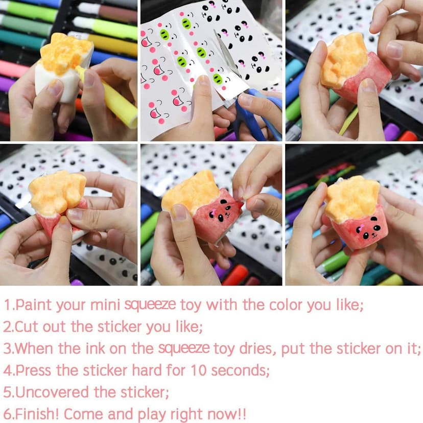 WATINC Random 10 Pcs DIY Squeeze Toys Cream Scented Kawaii Simulation Lovely Toy Medium Mini Soft Food Squeeze Bread Toys Keychains, Phone Straps, Bonus Random Stickers