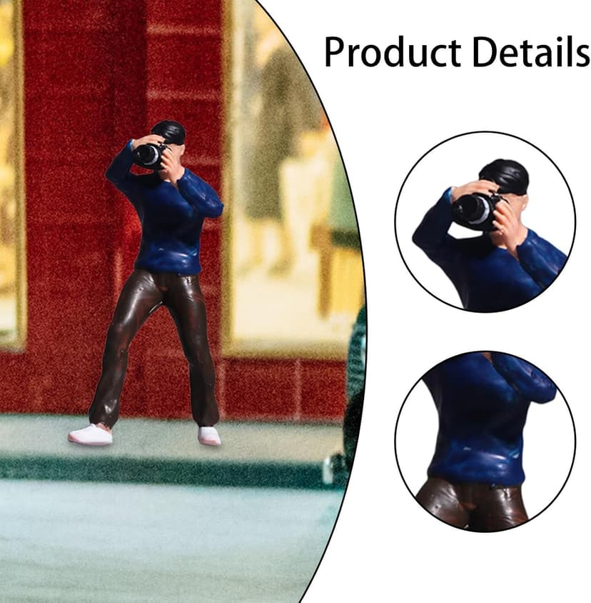 1/64 People Figure Street People Figure Mini Architectural Figurine for Train Layout Desktop Decoration, Photographer