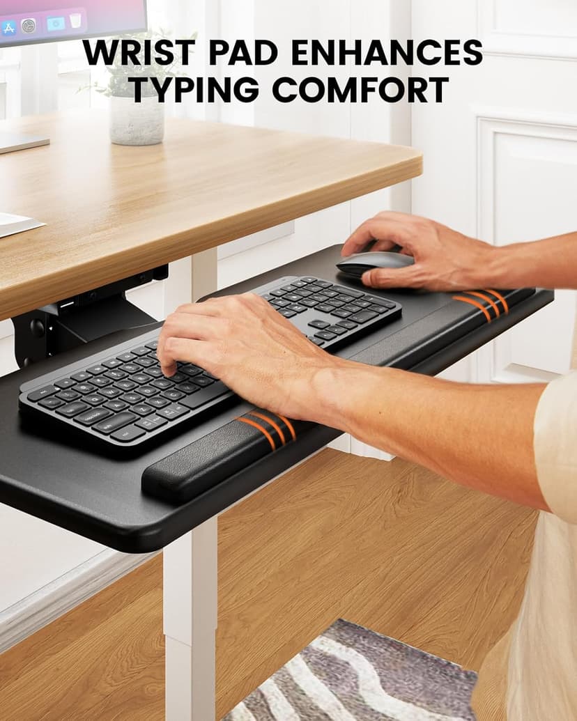 ErGear Keyboard Tray Under Desk, Height Adjustable Mouse & Keyboard Tray with Swivel & Tilt, Ergonomic Sliding KeyboardTray Slide Out for Typing, Black, 25"W x 9.8"D