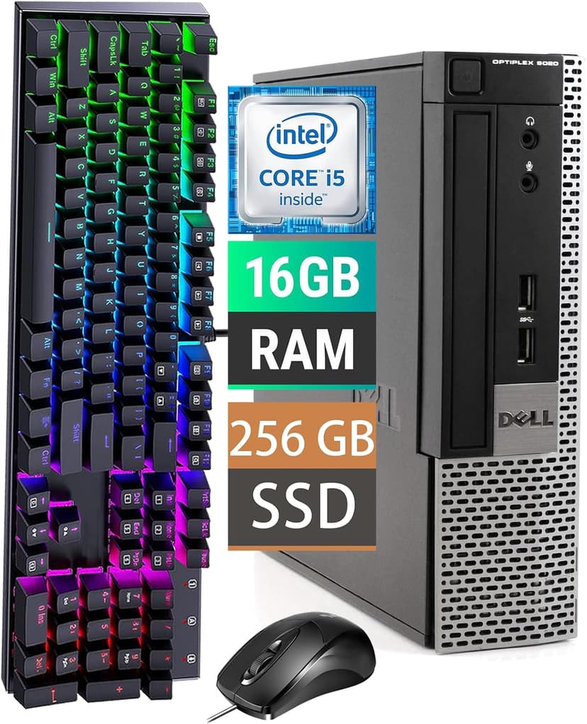 Dell OptiPlex 9020 USFF Desktop PC Computer, Core i5-4570s, 16GB RAM, 256GB SSD, Keyboard and Mouse, DisplayPort, VGA, Windows 11 Pro (Renewed)
