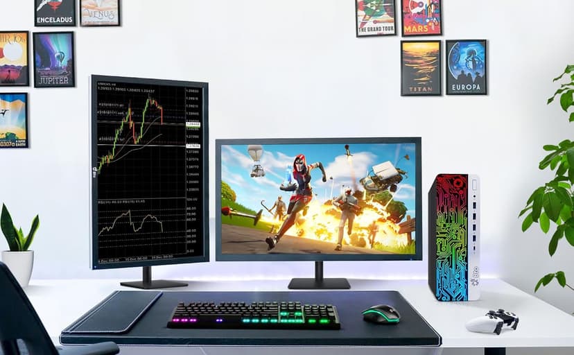 BTO G3 RGB Gaming Desktop PC – Intel i5 6500, 16GB DDR4 Ram, 512GB SSD, NVIDIA GeForce GT 1030, Dual 22-inch Monitors, Windows 10 Pro, RGB Set, Built-in WiFi, – Computer Tower for PC Gamer (Renewed)