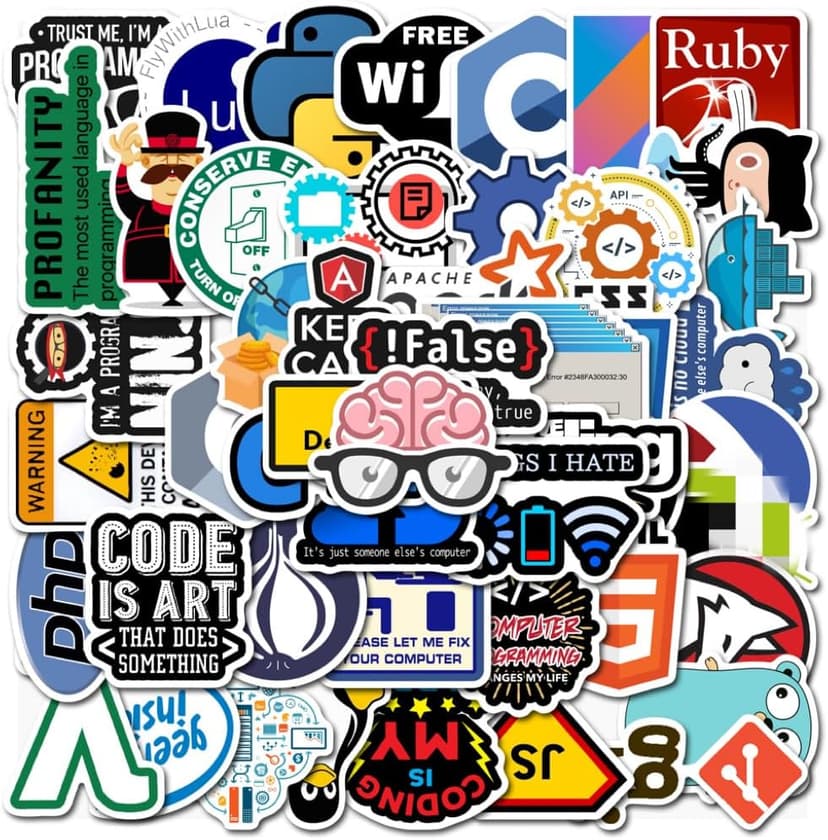 Tuqiso Programming Stickers for Developers, Coders, Programmers, Hackers, Geeks, and Engineers,Developper Stickers for Laptop (50 pcs)