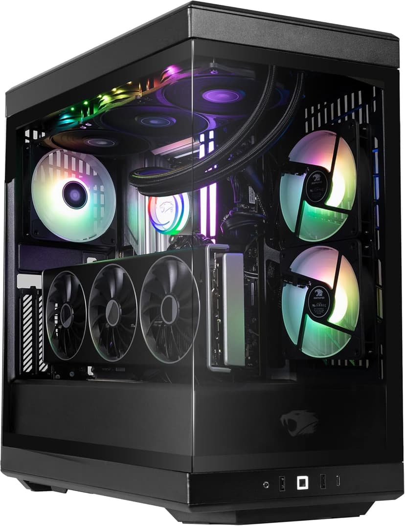 iBUYPOWER Y40 PRO Black Gaming PC Desktop Computer AMD Ryzen 9 9900X CPU, AMD Radeon RX 9070XT 16GB GPU, 32GB DDR5 RGB 5200MHz RAM, 2TB NVMe SSD, Windows 11 Home, Gamer Keyboard, Mouse - Y40BA9R97XT01