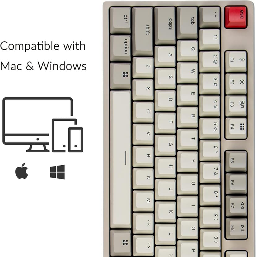 Keychron C2 Full Size Wired Mechanical Keyboard Compatible with Mac, Keychron Brown Switch, 104 Keys ABS Retro Color Keycaps Gaming Keyboard for Windows, USB-C Type-C Braid Cable