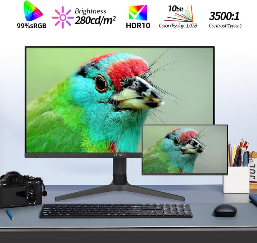 32 inch 4K UHD (3840 x 2160) Monitor IPS Ultra-Thin Computer Monitor 60Hz sRGB 100% Built-in Dual Speakers HDR10 VESA DisplayPort HDMI Height/Tilt/Pivot Adjustment