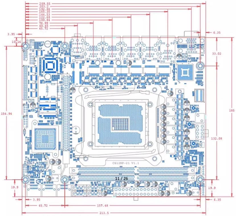 X99 NAS Motherboard Slot 10xSATA 1*M.2_ NVME PCIE ×1 LGA2011-3 for NAS Router Sever 6x2.5GbE I226 DDR4 RAM Memory