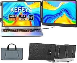 Laptop Screen Extender, 14" FHD 1080P IPS Laptop Monitor Extender Dual Screen, Portable Monitor for Laptops 13-17" with USB-C/HDMI Port, Plug n Play for Windows/Mac/Android/Switch/PS5