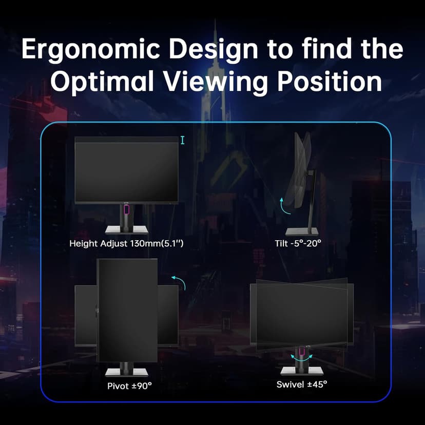 27" 4K UHD 144Hz Gaming Monitor - Fast IPS Panel 160Hz 1ms GTG, HDR400 132% sRGB, HDMI2.1/DP1.4, VESA Mount, Height/Tilt/Pivot/Swivel Stand, Vertical Monitor Ideal for Gamers, Designers