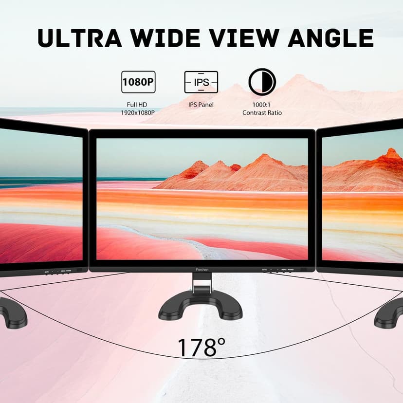 Prechen 24 Inch Touchscreen Monitor, IPS FHD 1080P Touch PC Display with HDMI & VGA & USB, 75Hz, VESA, Built-in Speakers, Computer Touch Screen for Gaming & Business