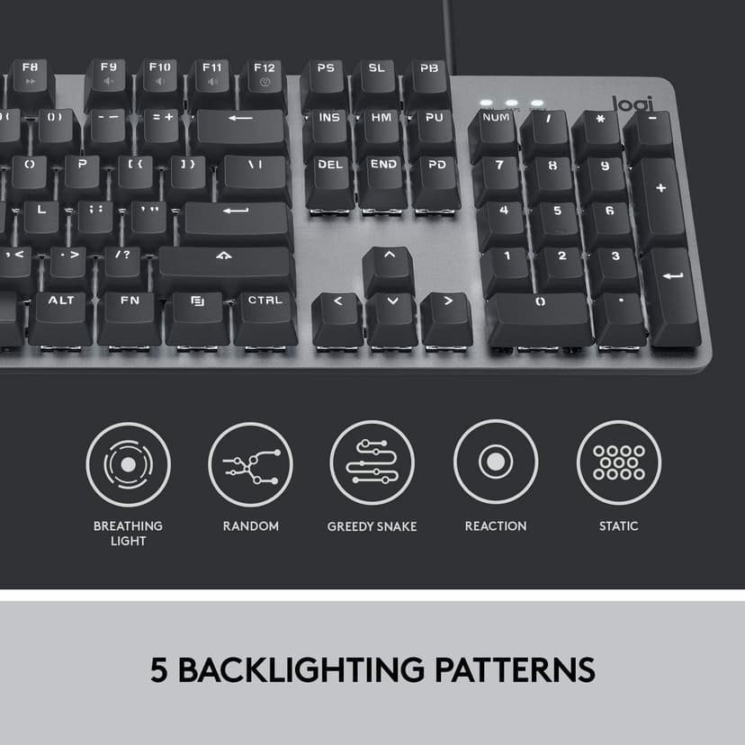 Logitech K845 Mechanical Illuminated Keyboard, Strong Adjustable Tilt Legs, Full Size, Aluminum Top Case, 104 Keys, USB Corded, Windows (TTC Brown Switches)
