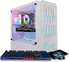 STGAubron Gaming PC Desktop Computer, AMD Ryzen 3 3200G 3.6 GHz, Radeon RX 580 8G GDDR5, 16G DDR4, 1T SSD, 600M WiFi, BT 5.0, RGB Fan x 4, Windows 11 Home