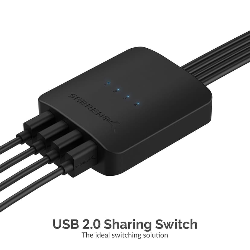 SABRENT USB 2.0 Sharing Switch up to 4 Computers and Peripherals LED Device Indicators (USB-USS4) Black
