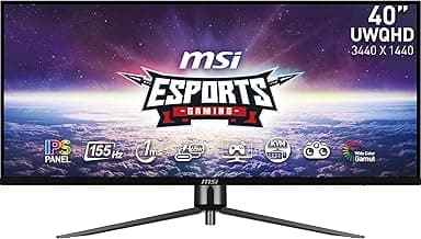 MSI MAG401QR, 40" Gaming Monitor, 3440 x 1440(UWQHD), IPS, 155Hz, FreeSync Premium, HDR400, HDMI, Displayport, USB C, Tilt,Black