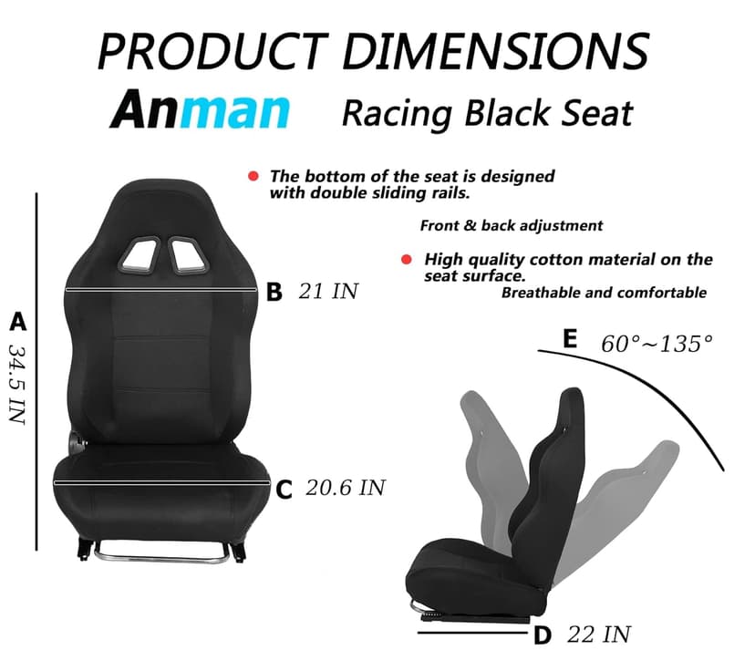 Anman Racing Simulator Cockpit 50mm Large Round Tube Vertical Bracket Seat with Monitor Display TV Stand Fit for Logitech/Thrustmaster/Fanatec G29 G920, Wheel Shifter Pedals NOT Included