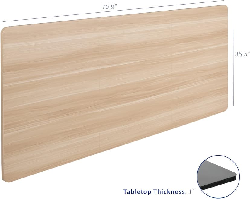 VIVO Universal 71 x 36 inch Table Top for Standard and Sit to Stand Height Adjustable Home and Office Desk Frames, Light Wood Extra-Wide Desktop, DESK-TOP72-36C