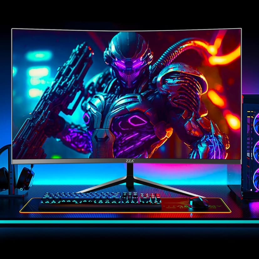 ZZA 27" Curved Gaming Monitor, Support 240Hz，Up to 280Hz, FHD 1920x1080, Three Narrow bezels,Computer Monitor FreeSync Premium - Ultimate Gaming Experience