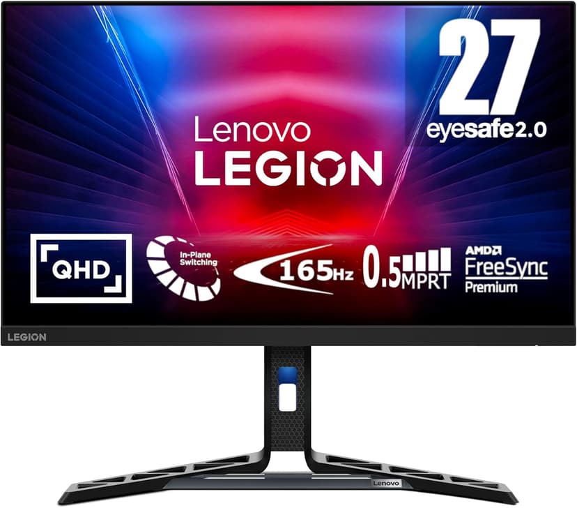 Lenovo Legion R27q-30 Gaming Monitor, 27” QHD Display, 180Hz, 0.5ms Response, AMD FreeSync Premium, Lift/Tilt/Pivot/Swivel Stand, HDMI 2.1 and DisplayPort 1.4, 350 nits, Raven Black