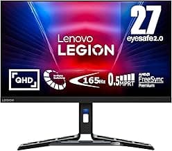 Lenovo Legion R27q-30 Gaming Monitor, 27” QHD Display, 180Hz, 0.5ms Response, AMD FreeSync Premium, Lift/Tilt/Pivot/Swivel Stand, HDMI 2.1 and DisplayPort 1.4, 350 nits, Raven Black