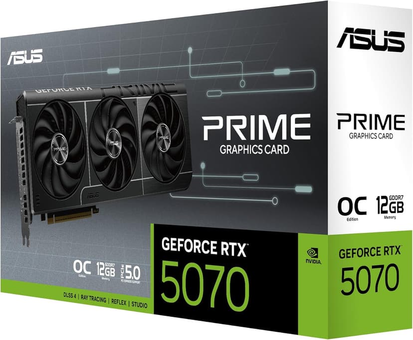 ASUS The SFF-Ready Prime GeForce RTX™ 5070 OC Edition 12GB GDDR7 Graphics Card (PCIe® 5.0, 12GB GDDR7, HDMI®/DP 2.1, 2.5-Slot, Axial-tech Fans, Dual BIOS)