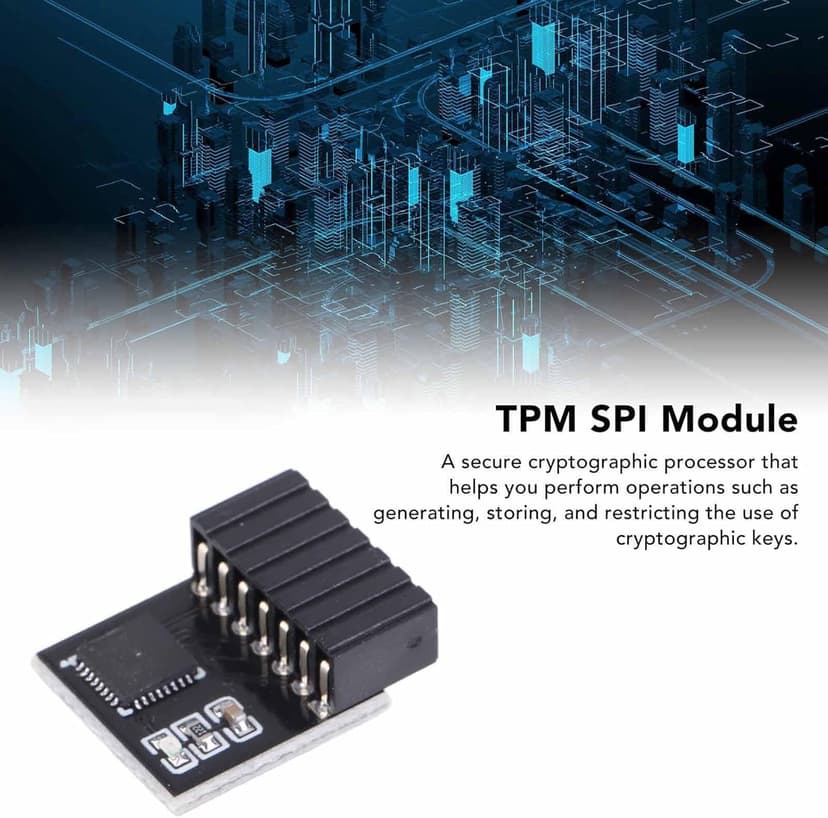 TPM 2.0 Module, Black PCB 14Pin SPI TPM 2.0 Encryption Security Module Remote Card Replacement TPM Chip Computer Components Fit for Motherboard Fit for Win11 System