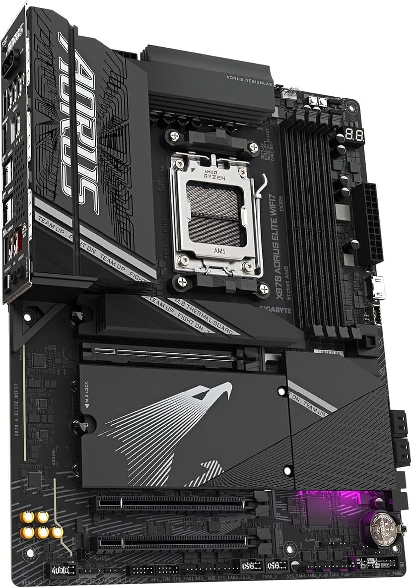 GIGABYTE X870 AORUS Elite WIFI7 AMD AM5 LGA 1718 Motherboard, ATX, DDR5, 4X M.2, PCIe 5.0, USB4, WIFI7, 2.5GbE LAN, EZ-Latch, 5-Year Warranty