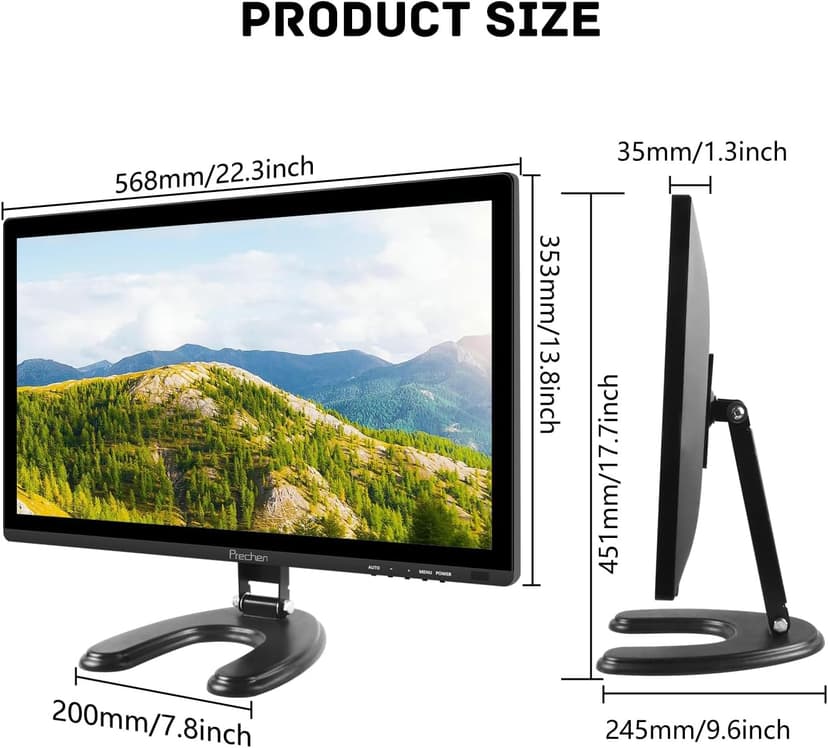 Prechen 24 Inch Touchscreen Monitor, IPS FHD 1080P Touch PC Display with HDMI & VGA & USB, 75Hz, VESA, Built-in Speakers, Computer Touch Screen for Gaming & Business