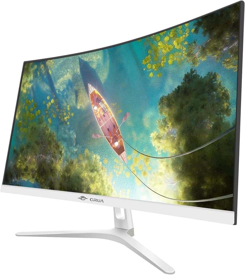 CRUA 27" Curved White Monitor, Full HD(1920x1080P) VA Panel 1800R 100HZ 120% sRGB Professional Computer Monitors, 3Sides Frameless, Flicker-Less,Blue Light Filter, for Office & Gaming.(VGA, HDMI)