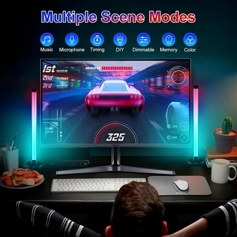 Smart LED Light Bars, RGB IC Light Bar for Room, 16 Million Colors & 213 Preset Modes, Music Sync Gaming Lights, App Control & Remote Control Ambient Lighting for TV Backlight, Game Room Lights Decor
