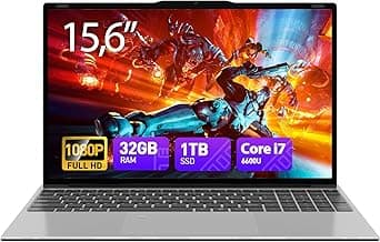 Laptop 15.6 inch Laptop Computers 32GB RAM 1TB SSD, Core i7 Processor (up to 3.4GHz), FHD 1080P Display, Backlit Keyboard, Fingerprint,Wi-Fi,HDMI, Win 11 Pro Laptops for Business,Student