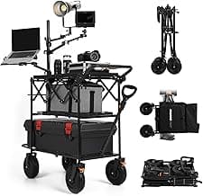 TARION Video Production Camera Cart: Foldable Cart for Photographer Quick Release with 360° Swivel Wheels for Film Studio Stage Lighting Storage Digital Tech Cart Payload up to 440lb Titanrig Cart
