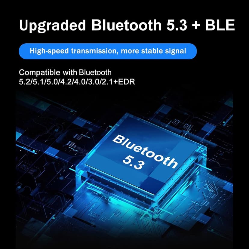 Bluetooth Adapter for Desktop PC, Plug & Play 5.3 USB Mini EDR Dongle Receiver & Transmitter for Laptop Computer Compatible with Headphones Keyboard Mouse Only Windows 11/10/8.1