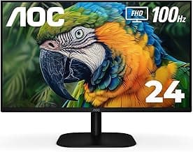 AOC 24B2H2 24” Frameless IPS Monitor, FHD 1920x1080, 100Hz, 106% sRGB, for Home and Office, HDMI x2, Low Blue Mode, VESA Compatible, Black
