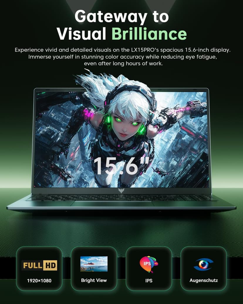 Gaming Laptop,AMD Ryzen 7 5825U Processor(8C/16T,Up to 4.5Hz),16GB DDR4 512GB M.2 2280 NVMe SSD High Performance Gaming Laptopr for Business, Officeand Light Gaming
