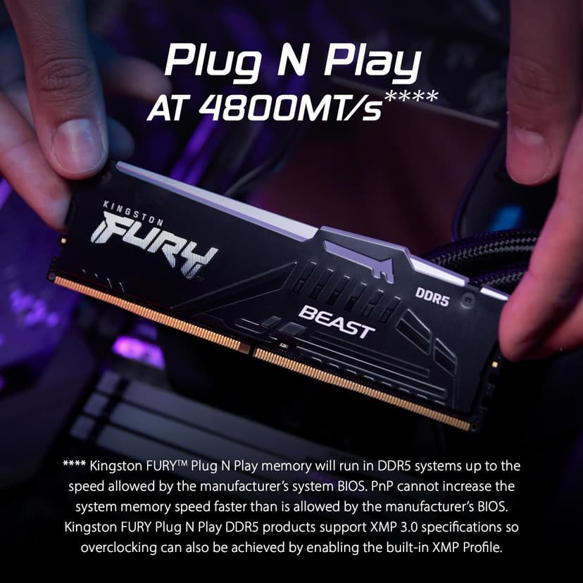 Kingston Fury Beast RGB 64GB (2x32GB) 6000MT/s DDR5 CL30 Desktop Memory | AMD Expo | Plug N Play | Kit of 2 | KF560C30BBEAK2-64