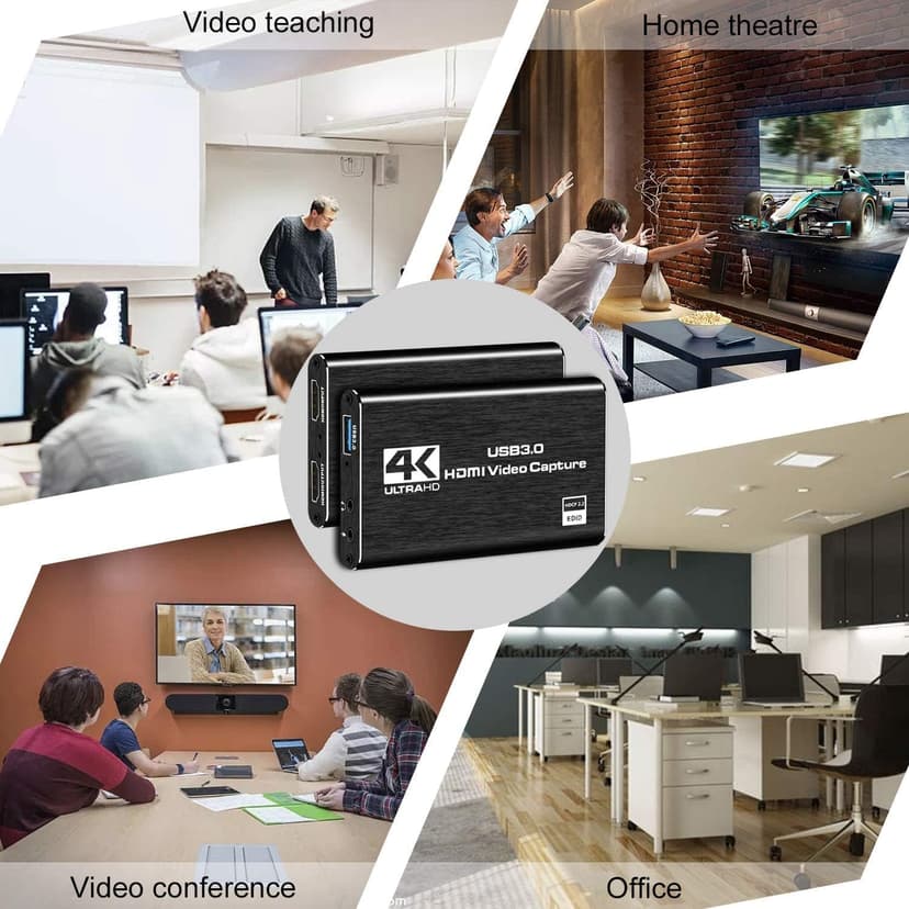 4K HDMI Capture Card for Streaming, Full HD 1080P 60FPS USB 3.0 Cam Link Game Audio Video Capture Card, Work with Camera/Nintendo Switch/Xbox/PS4/PS5/PC/OBS (Black)