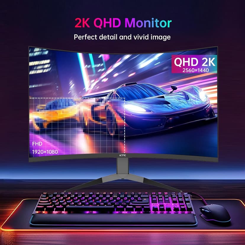 32 Inch 240Hz Curved Gaming Monitor, 2K 1440P Computer PC Monitor with 1000R 1ms Frameless, Adaptive Sync,122% sRGB, HDMI, DisplayPort, Tilt Adjustable, H32S25E