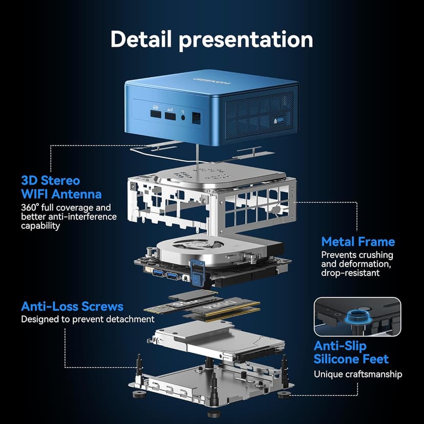 GEEKOM Mini PC IT12(3-Year Quality Support),12th Gen Intel i5-12450H Mini Computers,16GB RAM/512GB NVMe PCIe Gen 4 SSD Windows 11 Pro Desktop PC,USB 4.0/2.5G LAN/8K,for Business|Office|Home