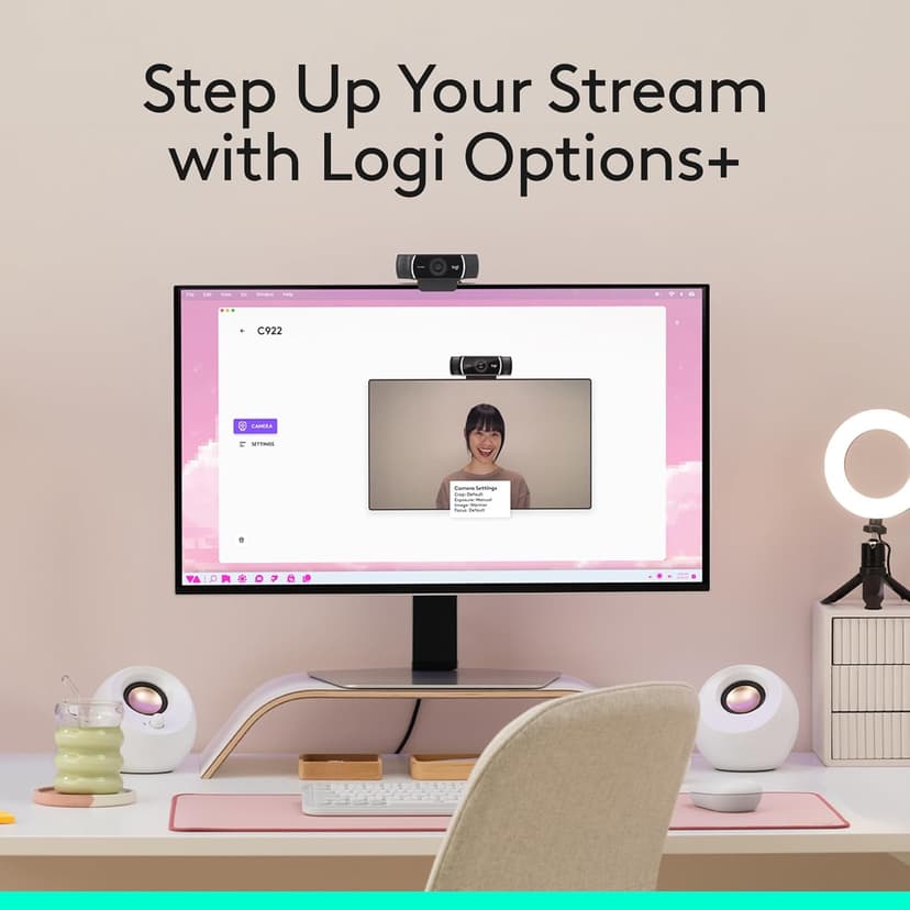 Logitech C922x HD Pro Webcam, Full HD 1080p/30fps Video, Clear Audio, HD Light Correction, PC Camera Webcam, Works with Skype, Zoom, Mac, Tablet - Black