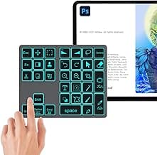 Doohoeek Bluetooth Shortcut Keyboard for Adobe Photoshop for PC Computer, Desktop, iPad & MacBook, PS Shortcut Hotkeys Keypad Rechargeable with 7-Color Backlit Key for MacOS, iOS & Windows