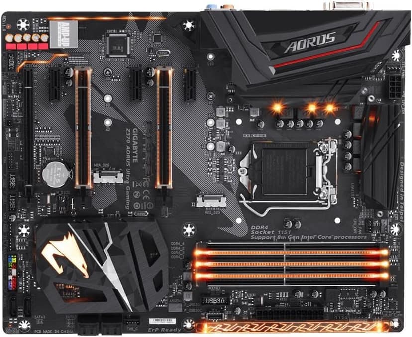 GIGABYTE Z370 AORUS Ultra Gaming (Intel LGA1151/ Z370/ ATX/ 2xM.2/ Front USB 3.1/ RGB Fusion/ Fan Stop / SLI / Motherboard)