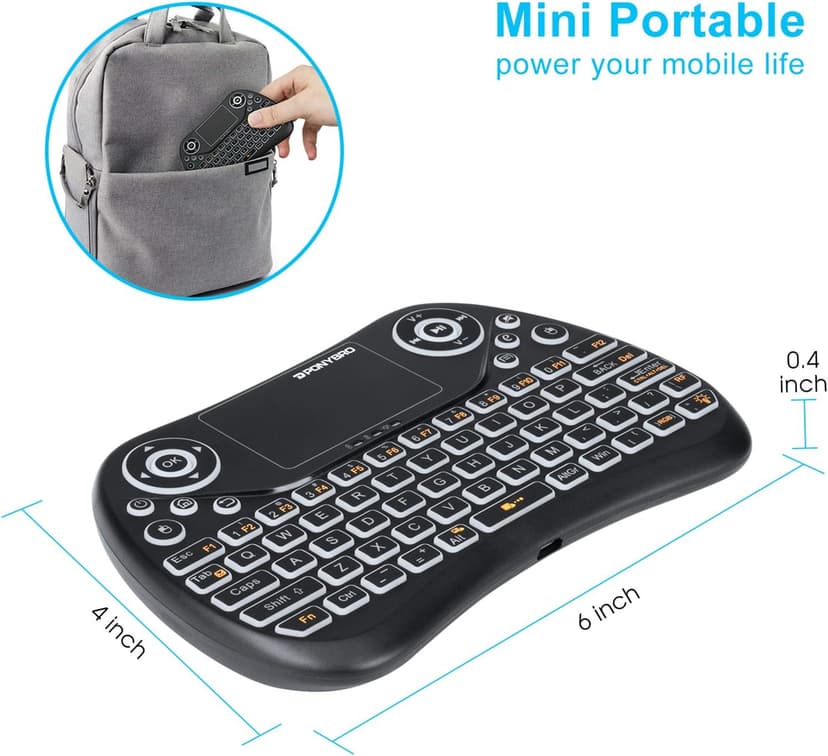 Mini Wireless Keyboard with Touchpad Mouse, 2.4GHz Portable Handheld Keyboard with QWERTY Keypad,RGB Backlit,Rechargeable Battery for Android TV Box/Mac/PC/Nvidia Shield