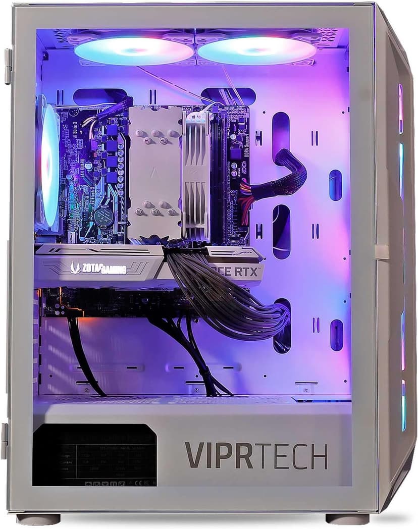 ViprTech Ghost Gaming PC - AMD Ryzen 5 5600 (4.4Ghz Turbo), RTX 3060 12GB, 16GB DDR4 3200, 512GB NVMe SSD, VR-Ready, Streaming, WiFi, RGB, Windows 11, Desktop Computer Tower, White