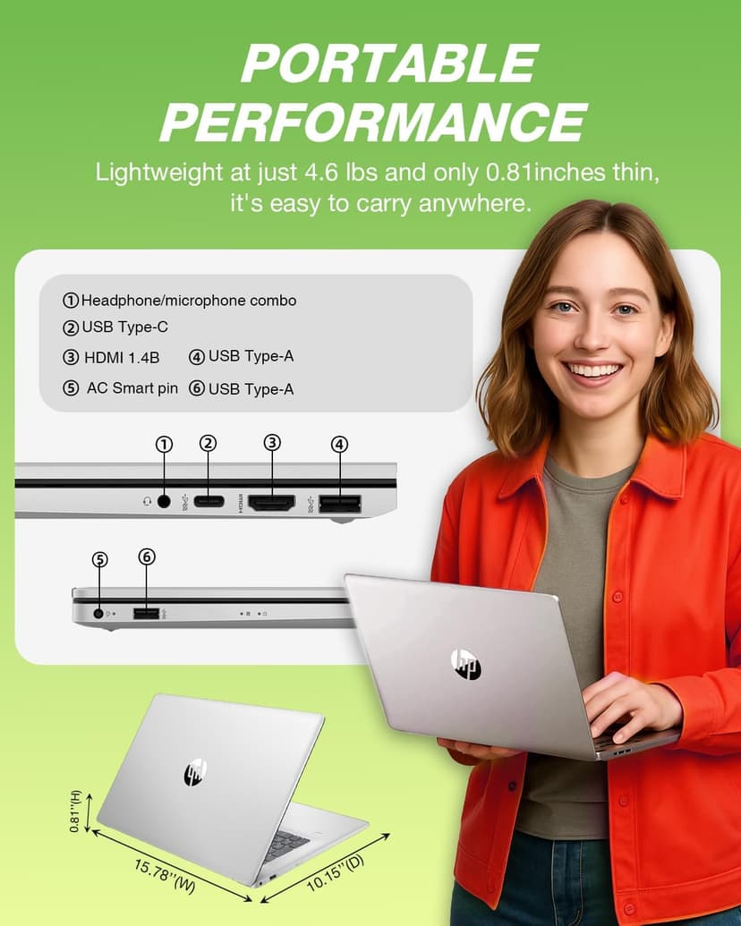 HP Flagship 17 Laptop Computer - 17.3" HD+ Screen, Intel 10-Core i5-1334U, Intel Graphics, 64 GB RAM, 2 TB SSD, Backlit Keyboard, Wi-Fi 6, Windows 11 Pro + Free MS Office for Study and Business Work